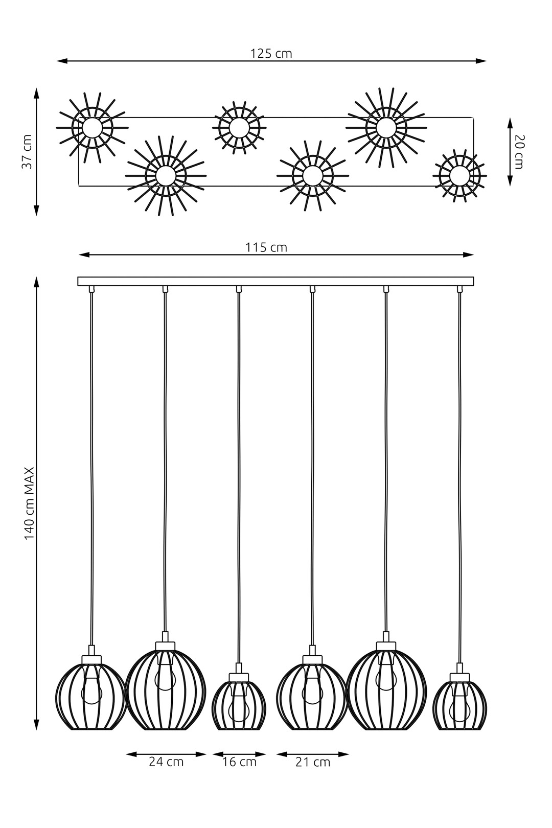 Hanglamp Breentino Zwart Ø24 cm - Afbeelding 7