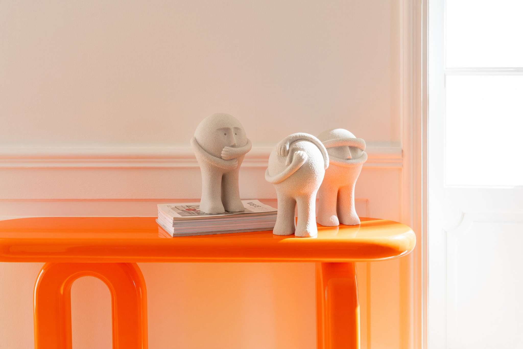 Beeld Griestin Polyresin Grijs H18 cm - Set van 3