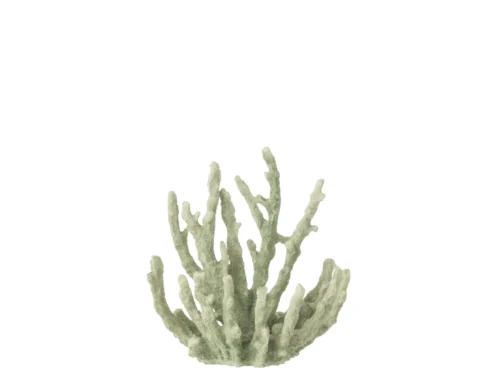 Woonaccessoire Braudoro groen polyresin, compact koraalvormig decoratiestuk met stevige uitstraling