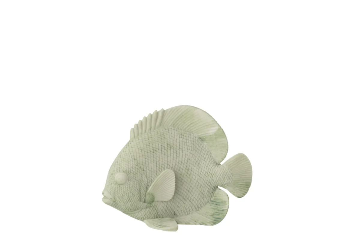 Decoratiefiguur Baassoro mintgroene vis van polyresin, H16 cm, met rustige en stijlvolle uitstraling