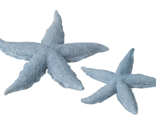 Decoratie Skelum blauwe polyresin zeester, rustieke textuur en zomerse woondecoratie