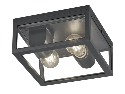 Plafondlamp Mallorca Antraciet set van 3 met strakke vorm, helder glas en vintage buitenuitstraling