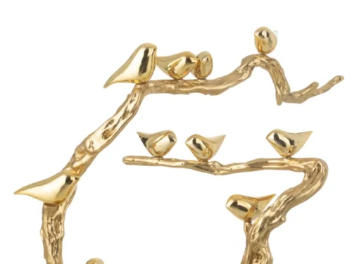 Kunsttak Prievane goud polyresin met vogels op tak, stijlvolle woonaccessoire met luxe glans