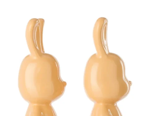 Vautia decoratiefiguren oranje, polyresin set van 2 met slanke vorm en glossy afwerking, H36 cm