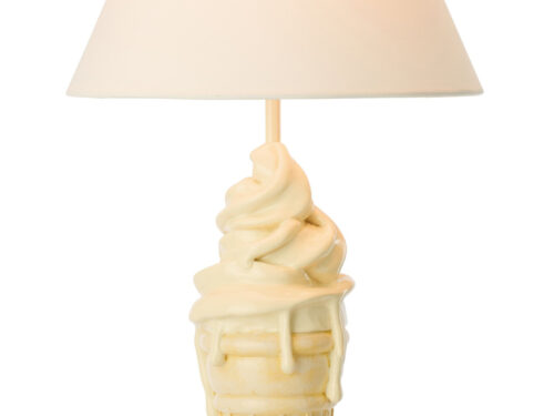 Lamp Skebis polyresin tafellamp in crème, met speelse ijsvorm en grote kap