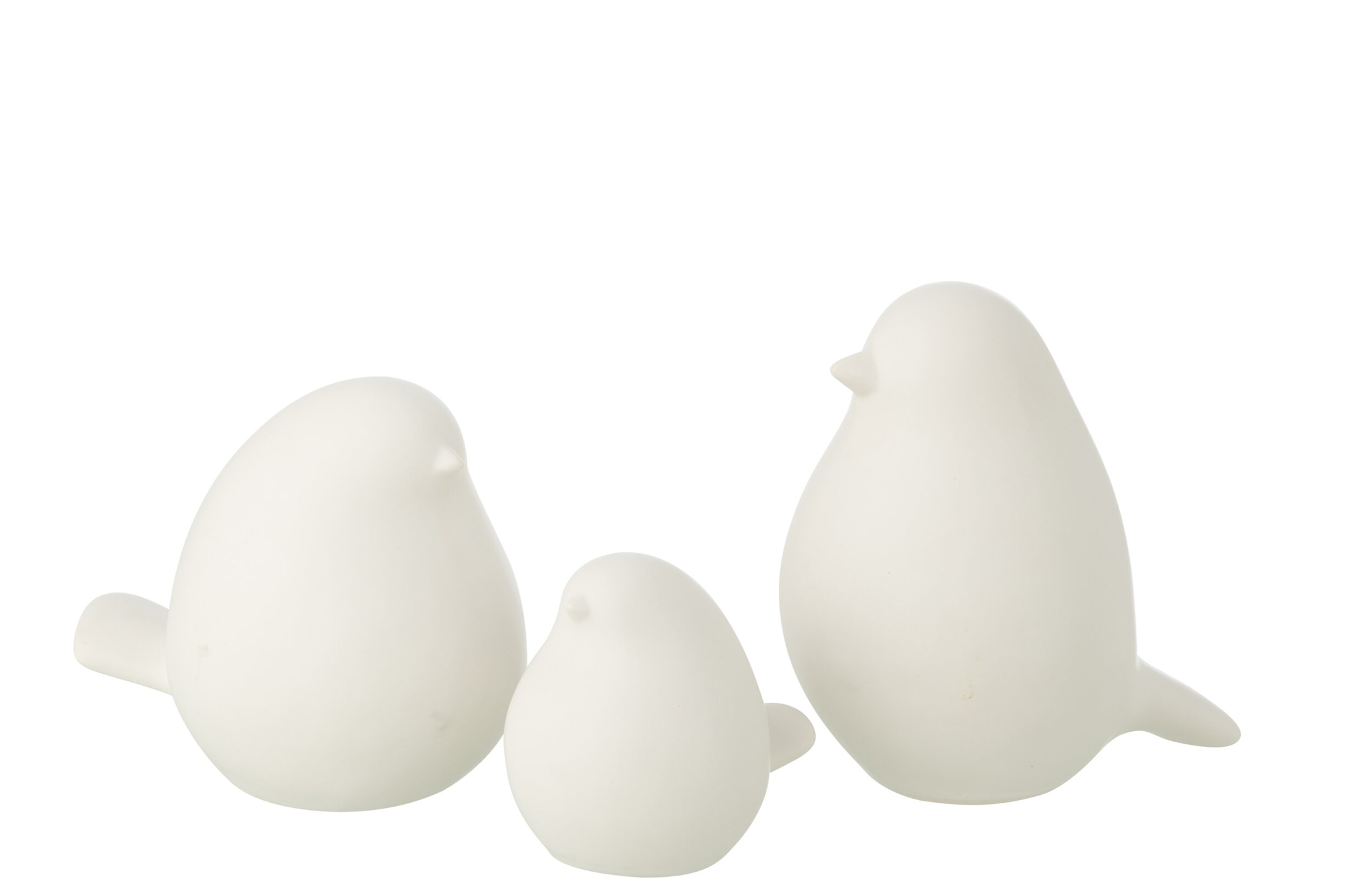 Stiesino porselein vogelornamenten wit, set van 3 met zachte glans en tijdloze uitstraling