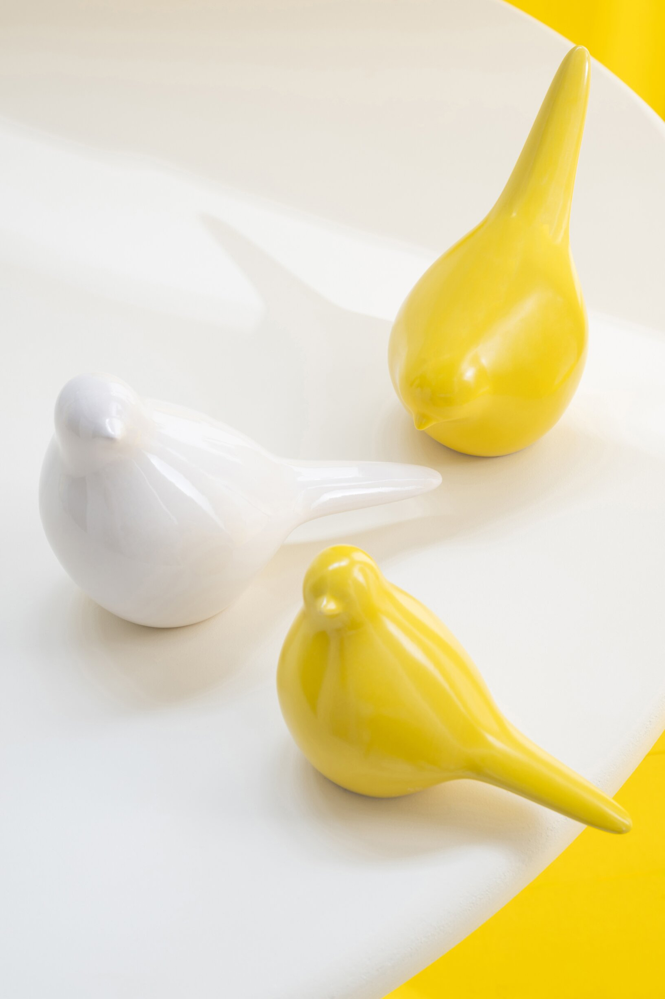 Decoratiefiguur Treeltu Porselein Geel H17 cm - Set van 3