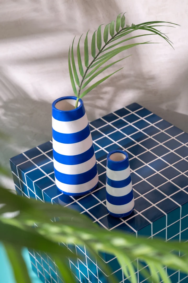 Vaas Durdil Porselein Groen H18,5 cm - Set van 3 - Afbeelding 3