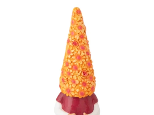 Decoratiefiguur Haskin kabouter met bloemhoed, meerkleurig, 61 cm hoog voor buitenruimte