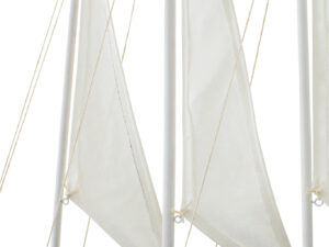 Modelschip Groenlo grenen blauw decoratie met witte zeilen en maritieme uitstraling