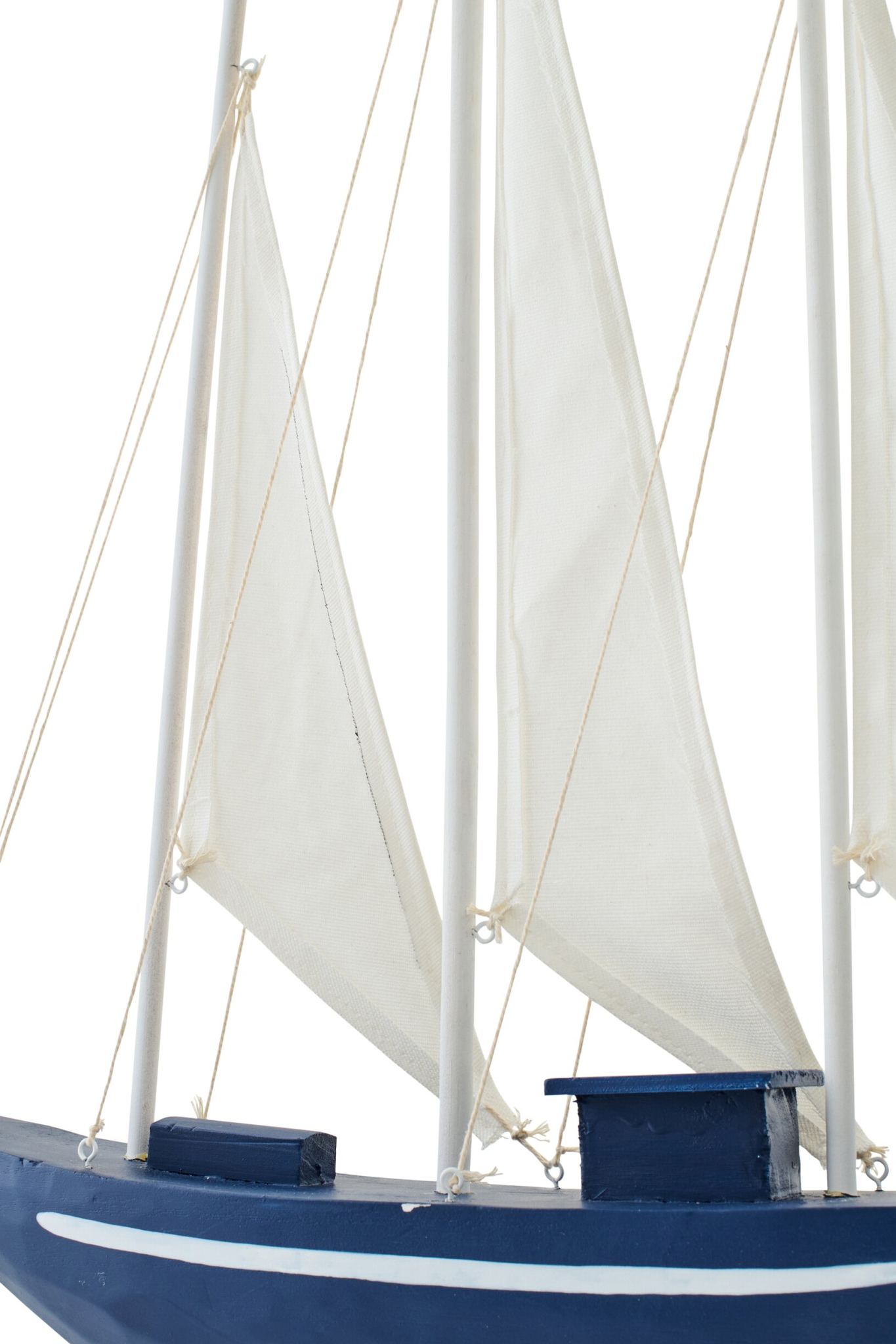 Modelschip Groenlo grenen blauw decoratie met witte zeilen en maritieme uitstraling