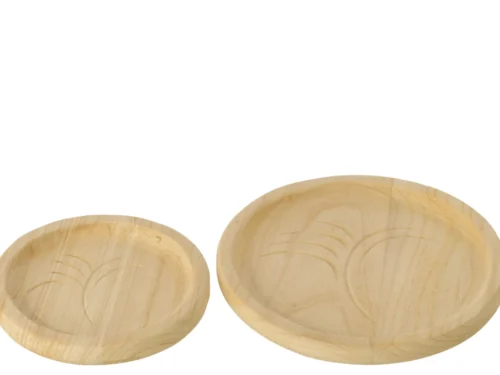 Dienblad Kassella hout naturel in bladvorm, decoratief dienblad van paulowniahout in twee maten