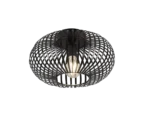 Plafondlamp Praunnek mat zwart Ø30 cm met open metalen design en sfeervol lichtpatroon