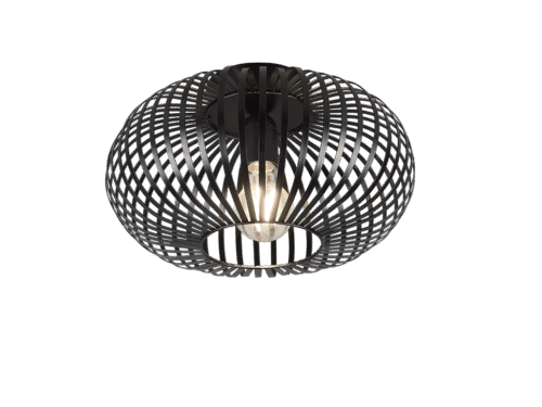 Plafondlamp Praunnek mat zwart Ø30 cm met open metalen design en sfeervol lichtpatroon
