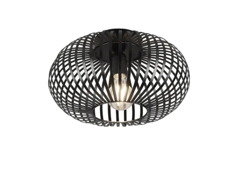 Plafondlamp Praunnek mat zwart Ø30 cm met open metalen design en sfeervol lichtpatroon