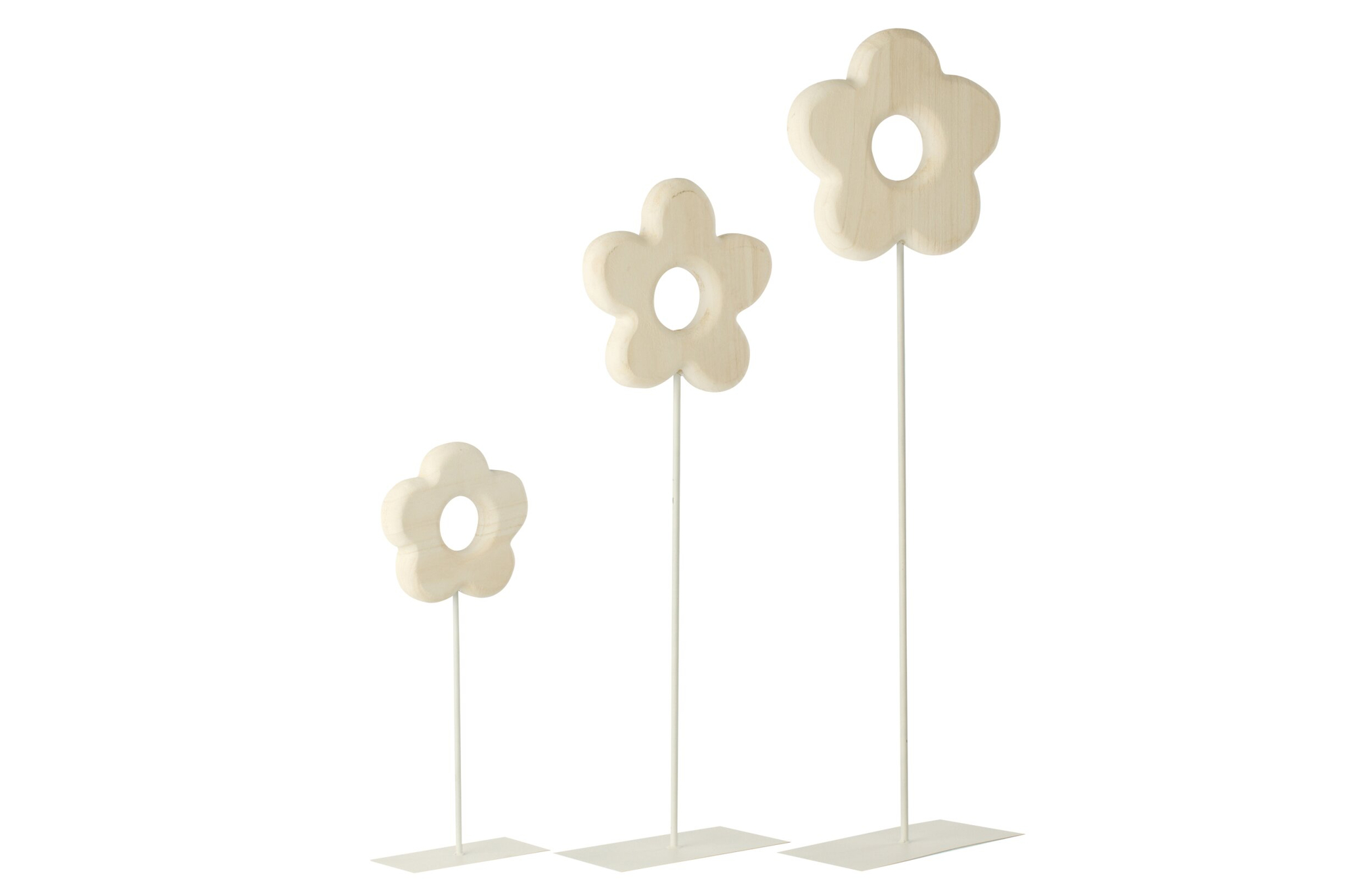Kunstbloem Treilder Hout Wit - Set van 3