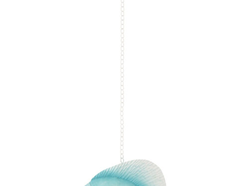Hanglamp Lerrino Blauw met speelse visvorm, lichtblauwe afwerking en slanke hangketting
