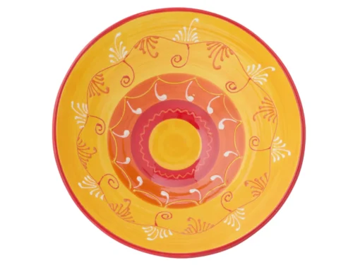 Kom Trauntor keramiek oranje, decoratieve serveerschaal met handgeschilderd patroon en warme kleuren