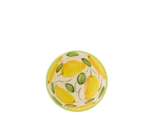 Kom Klontan keramieken kom met citroenenprint in geel en groen, vrolijk en zomers decoratief design