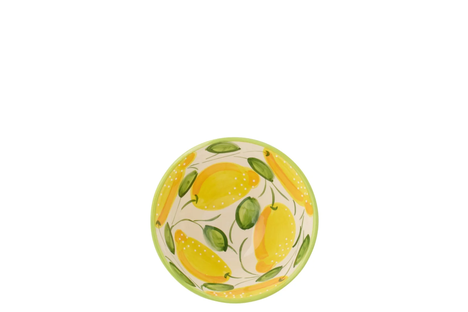 Kom Klontan keramieken kom met citroenenprint in geel en groen, vrolijk en zomers decoratief design