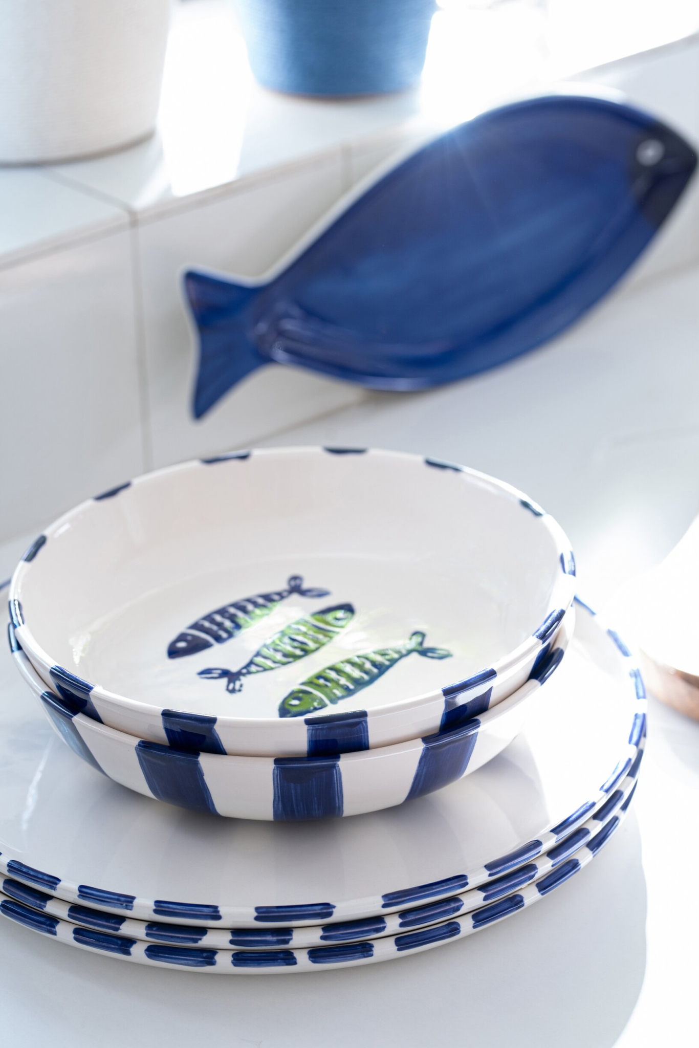 Visbord Zeebia Keramiek Blauw - Afbeelding 4
