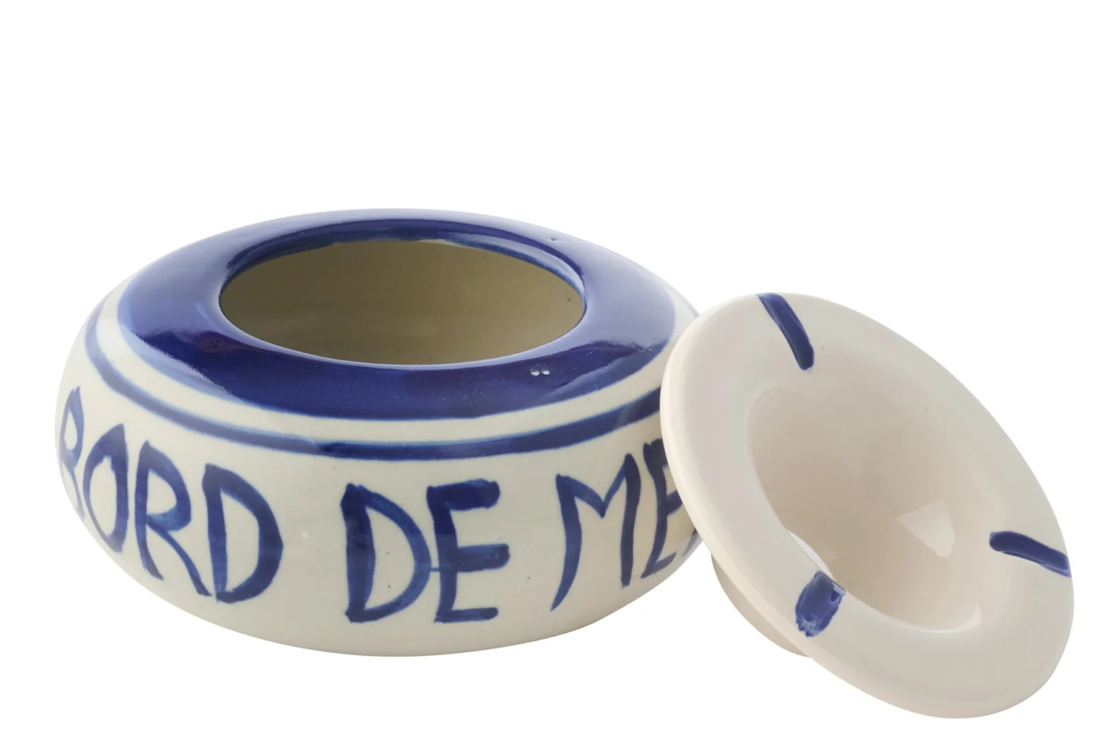 Brirnand keramieken asbak blauw met ronde vorm en losse deksel, compact woonaccessoire