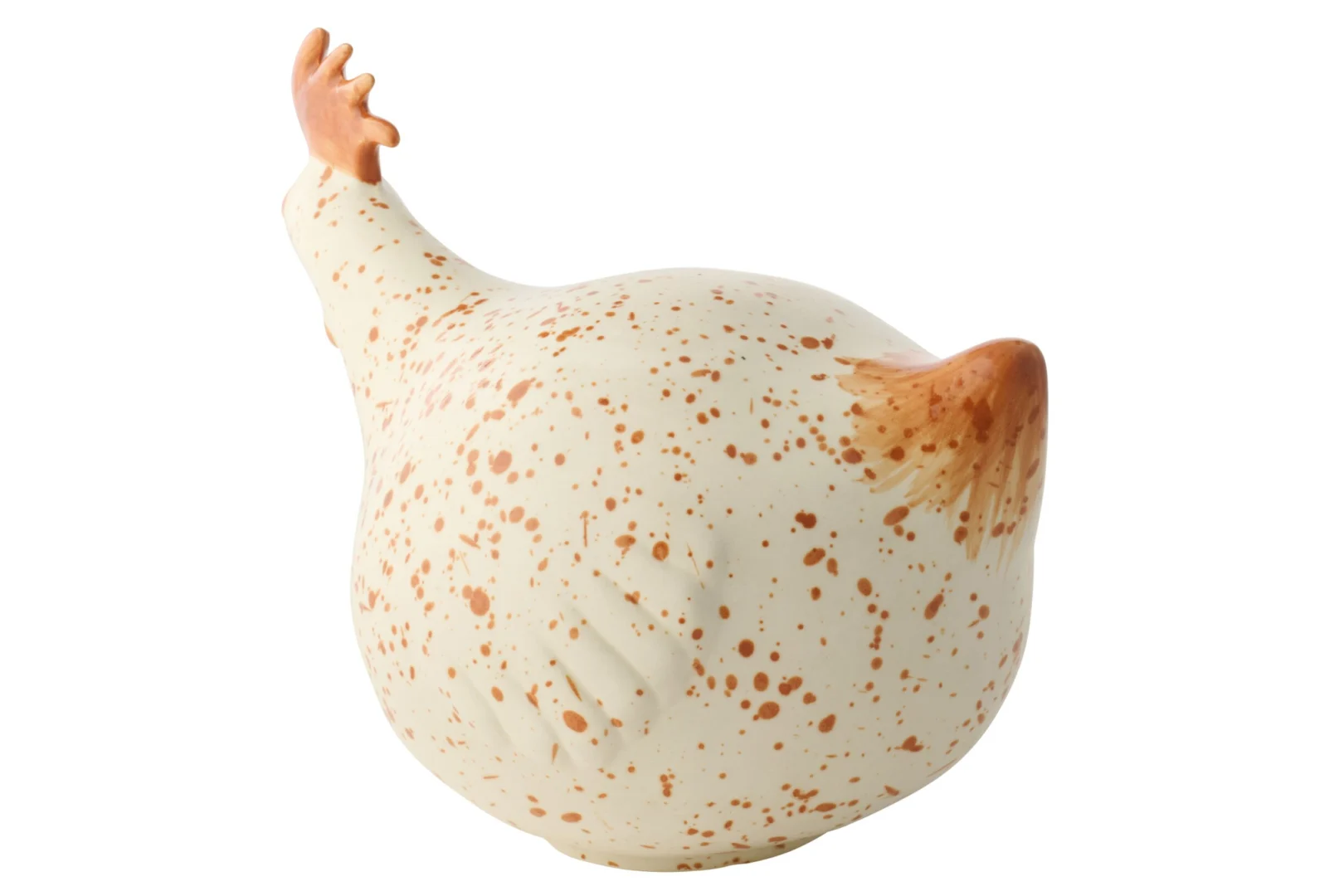 Decoratiefiguur Brieva wit keramiek kip met spikkelpatroon, grote H16 cm woonaccessoire