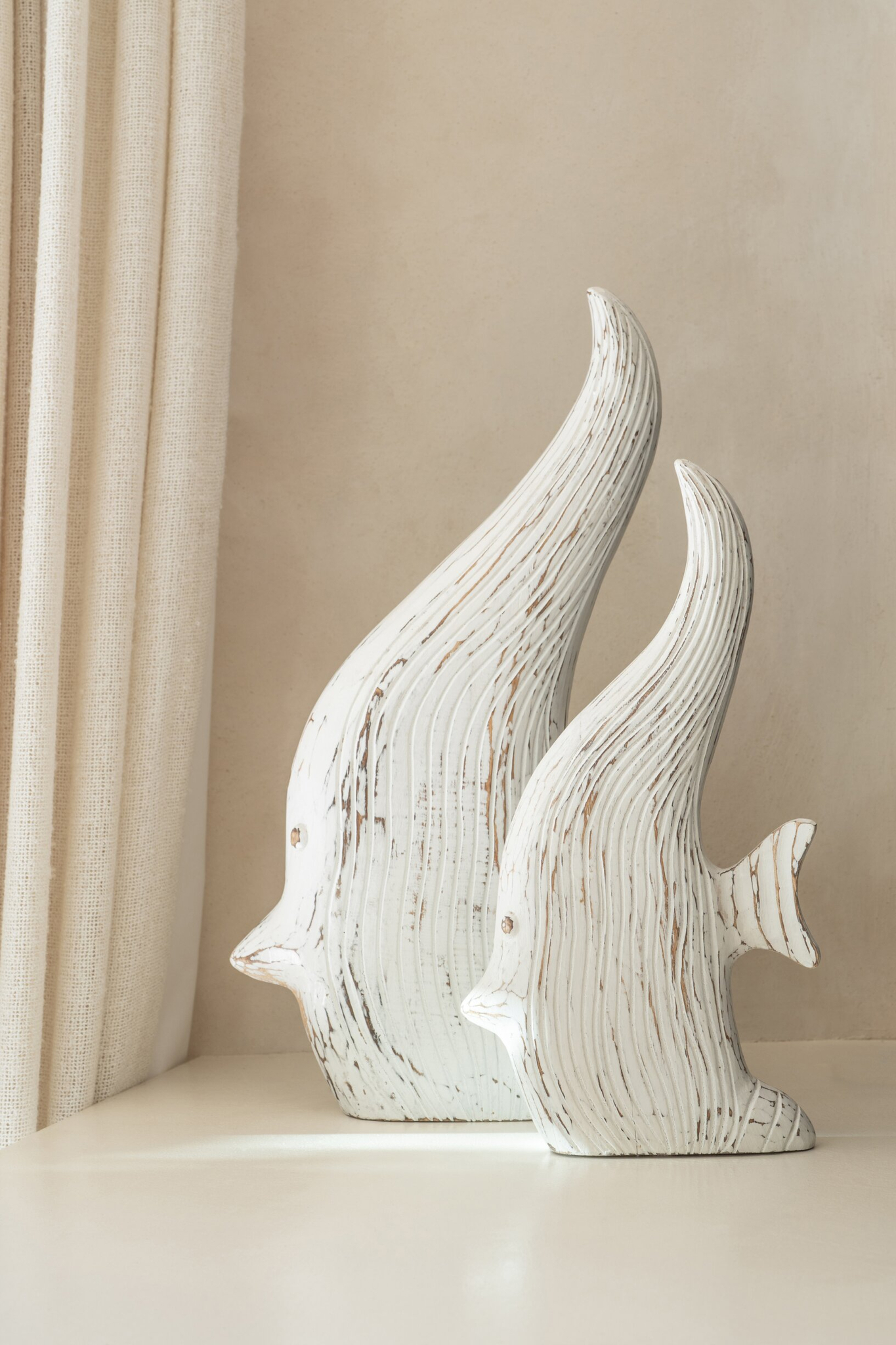Decoratiefiguur Satik Albizia Wit H38 cm