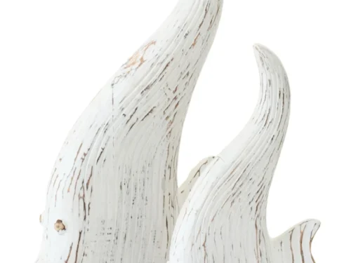 Grannena witte visdecoratie van Albizia-hout, antieke look, slank en decoratief, H50 cm