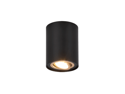 Braldira zwarte plafondlamp Ø9,6 cm set van 3, draaibaar en modern met warm goudaccent