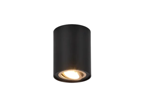 Braldira zwarte plafondlamp Ø9,6 cm set van 3, draaibaar en modern met warm goudaccent
