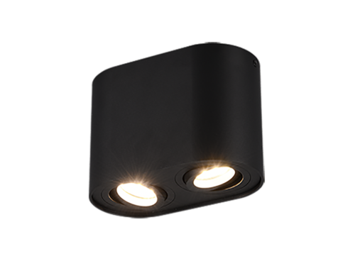 Giskoro mat zwarte plafondlamp met 2 draaibare GU10-spots, modern metalen ontwerp, set van 3