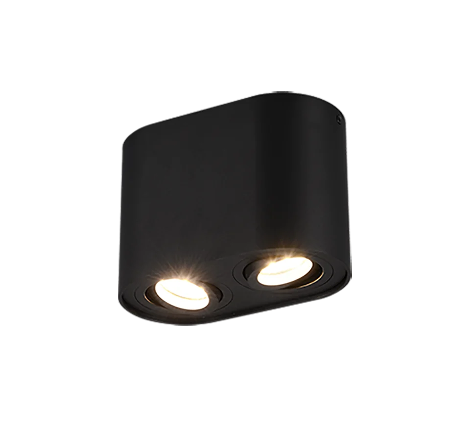 Giskoro mat zwarte plafondlamp met 2 draaibare GU10-spots, modern metalen ontwerp, set van 3