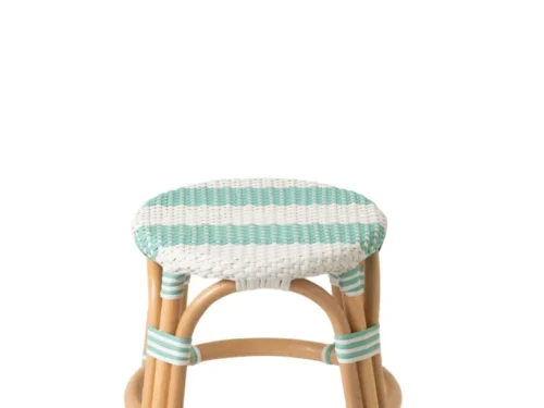 Rotankruk Sleistum Rotan Blauw met lichtblauw-witte strepen en houten poten