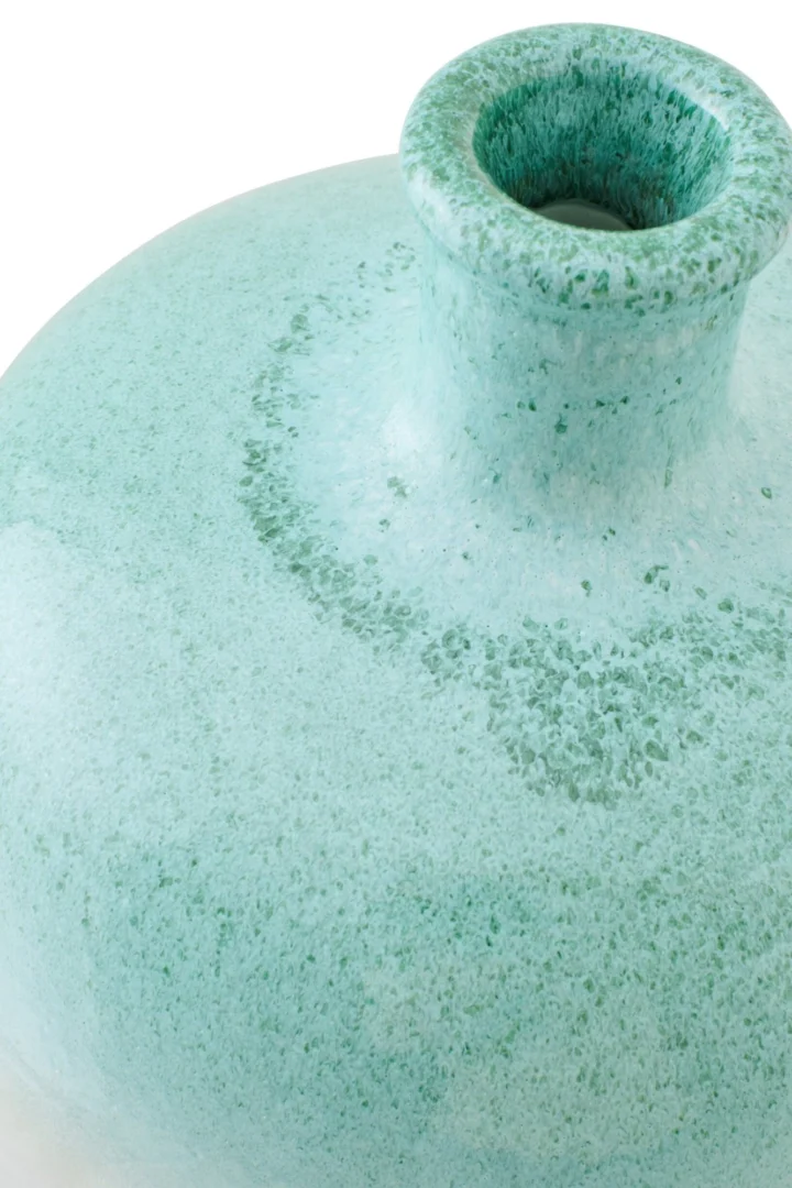 Groene Kliensy keramieken vloervaas met compacte vorm en geglazuurde structuur, H50 cm