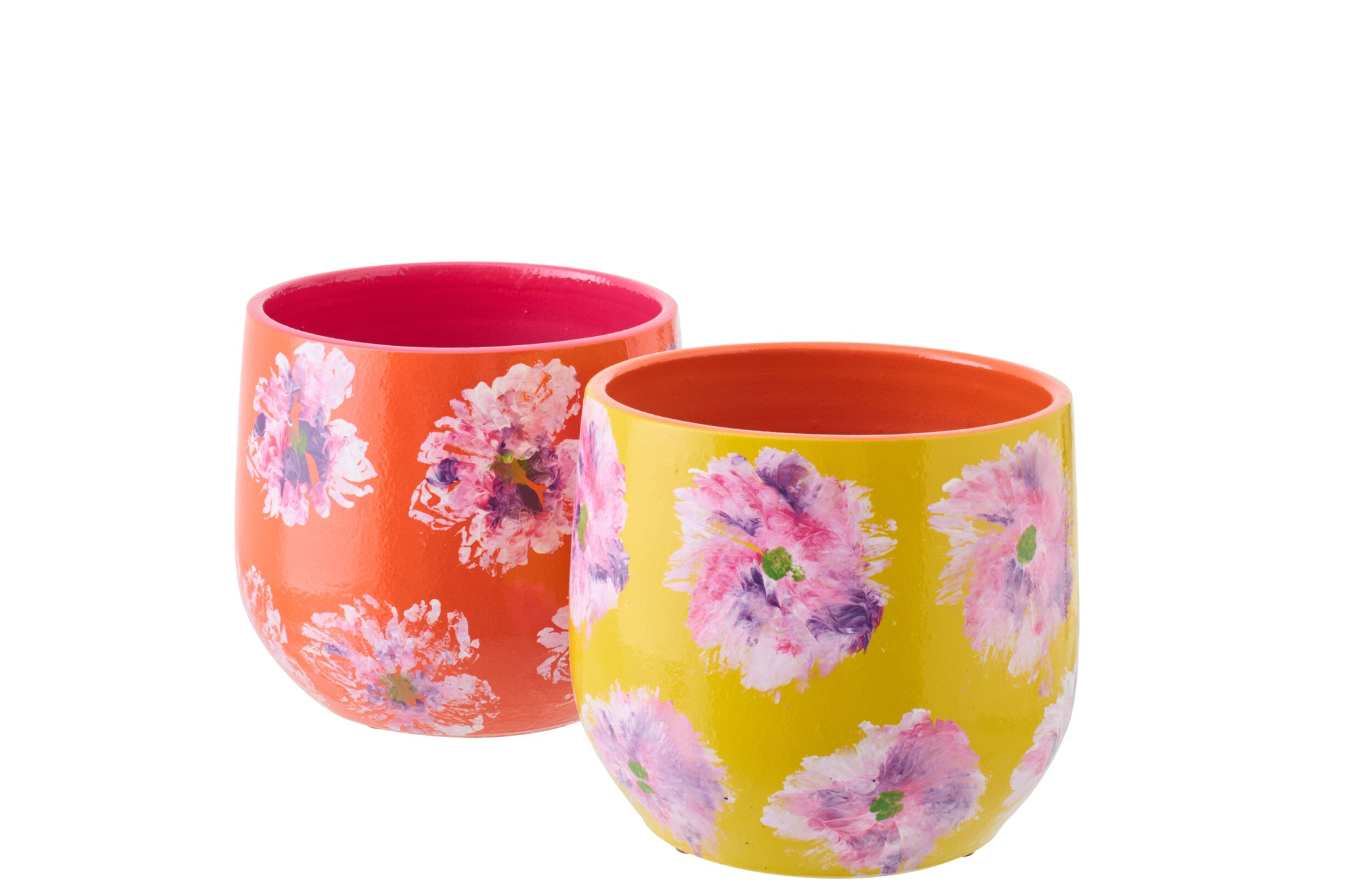 Bloempot Kennar Keramiek Geel H20 cm - Set van 2