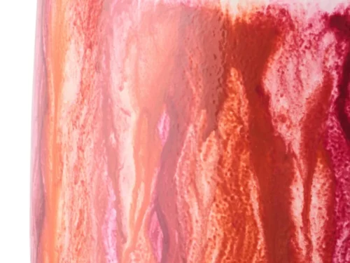 Bloempot Koser keramiek meerkleurig met glanzende oranje-roze afwerking, decoratief en stevig H20 cm