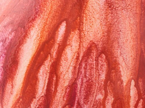 Vloervaas Lirnu keramiek in meerkleurig rood met glanzende textuur en abstracte afwerking