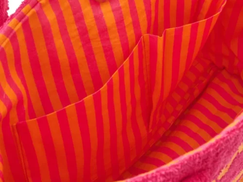 Tas Lanund Katoen Roze set van 2, gestreepte strandtas met ruime binnenkant en opbergvakjes
