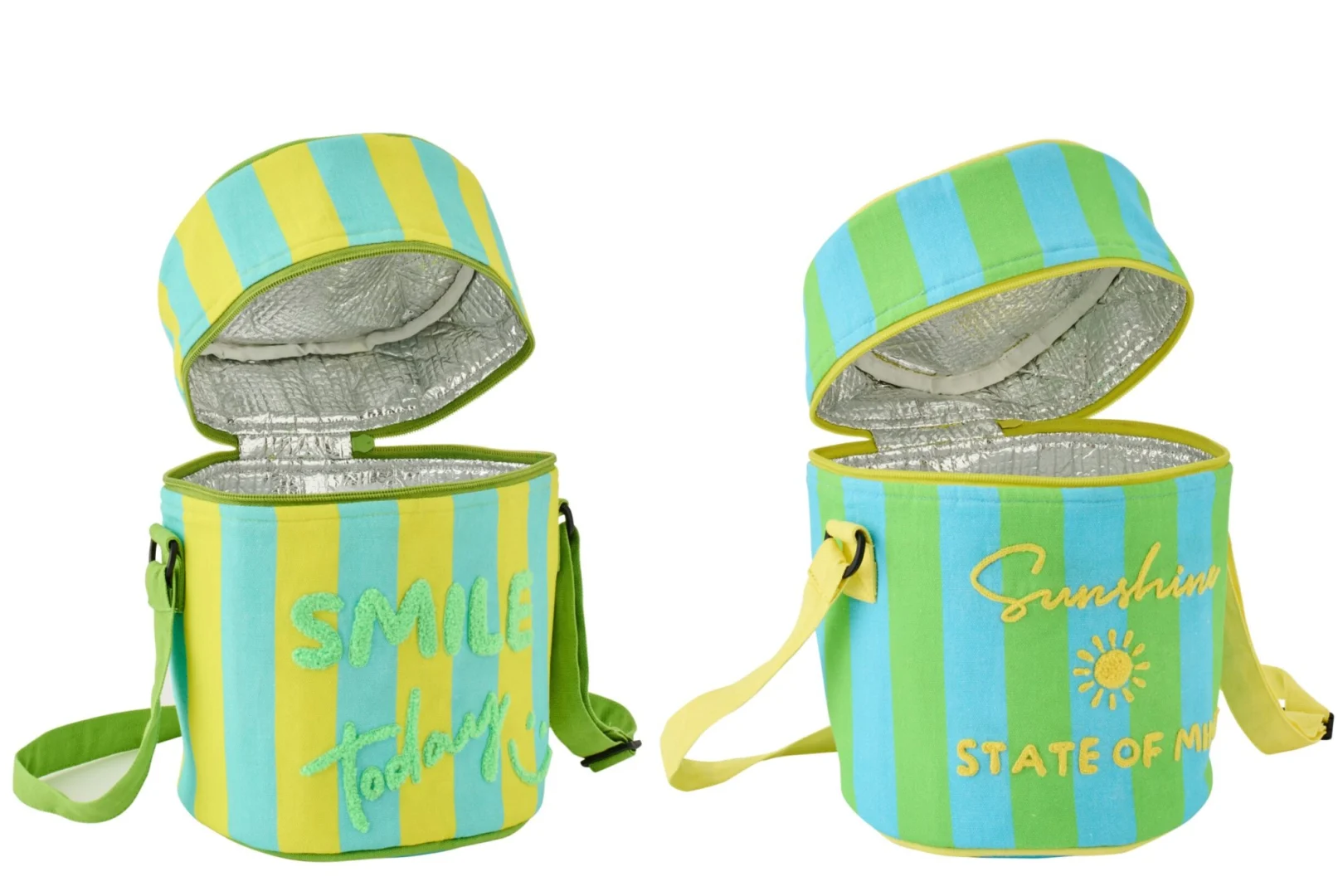 Set van 2 Lunchtas Leisek katoenmix, gestreept meerkleurig met geïsoleerde binnenkant en rits
