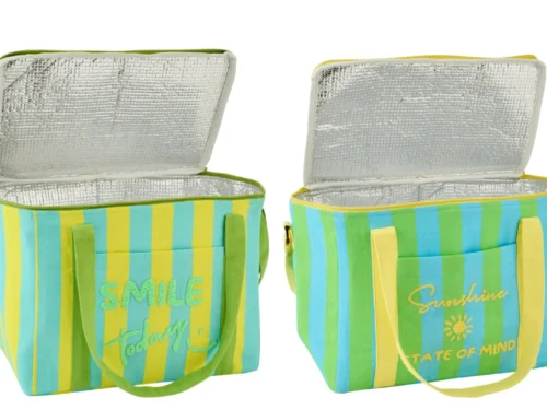 Lunchtas Lalter set van 2, gestreept meerkleurig, isolerend met ritssluiting en handgrepen