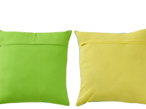 Jaarer meerkleurige sierkussens set van 2, 45x45 cm, groen en geel, gestreept design