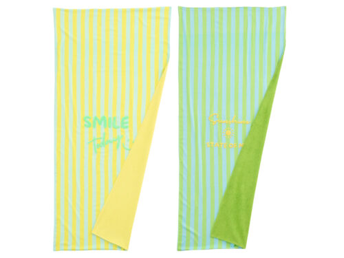 Handdoek Diskura Meerkleurig set van 2, gestreept katoenmix met zomerse prints en omgeslagen hoek
