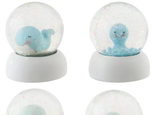 Decoratiefiguur Tradesta blauwe waterbollen van polyresin en glas, set van 4, H8,5 cm