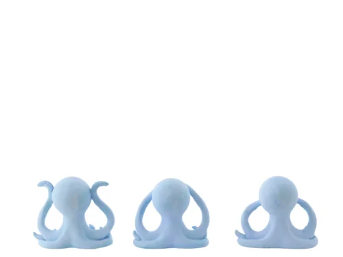 Beeld Tusa polyresin blauw, set van 3 lichtblauwe inktvisfiguren voor speelse woondecoratie