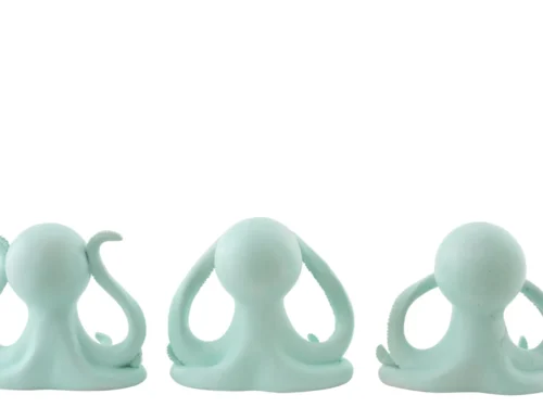 Beeld Niendir polyresin groen, set van 3 octopusfiguren met speelse vorm, H16 cm