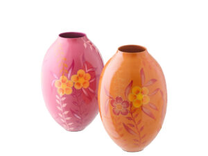 Vaas Moommane Metaal Roze H38 cm - Set van 2