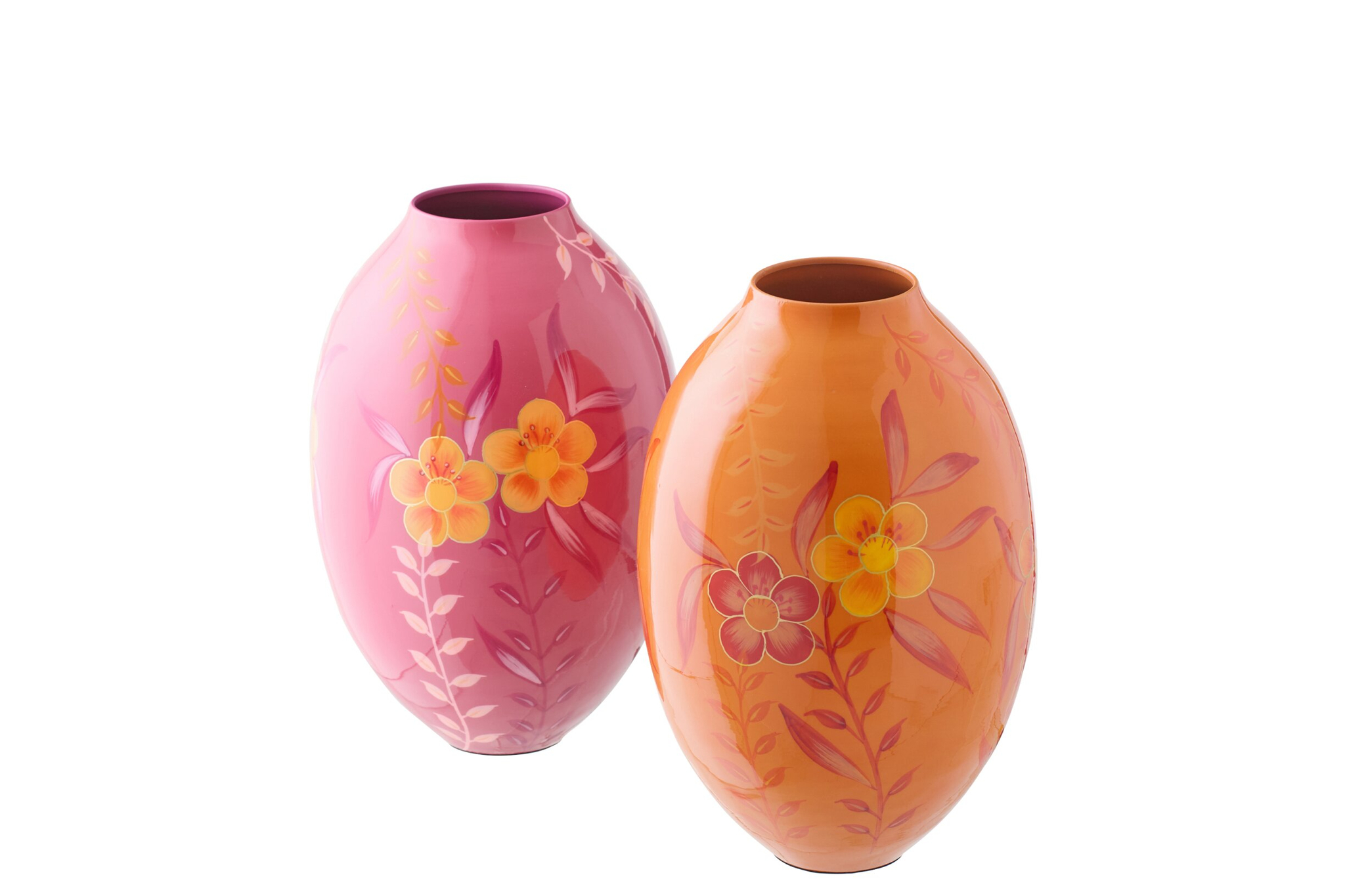 Vaas Moommane Metaal Roze H38 cm - Set van 2