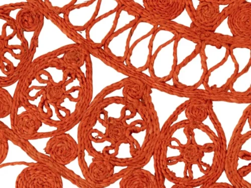 Vloerkleed Breenar oranje 125x125 cm, rond jute kleed met open geweven structuur en natuurlijke uitstraling