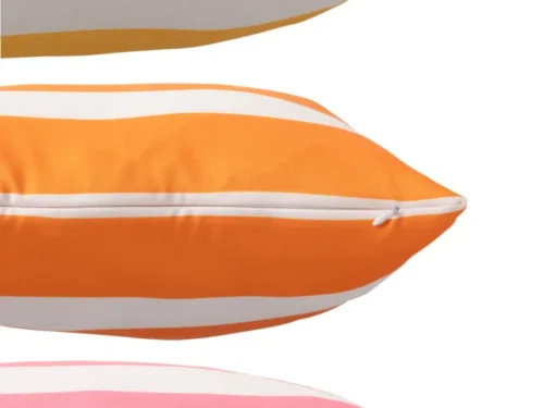 Kussen Klonti meerkleurig set van 3, gestreepte buitenkussens van 45x45 cm in geel, oranje en roze